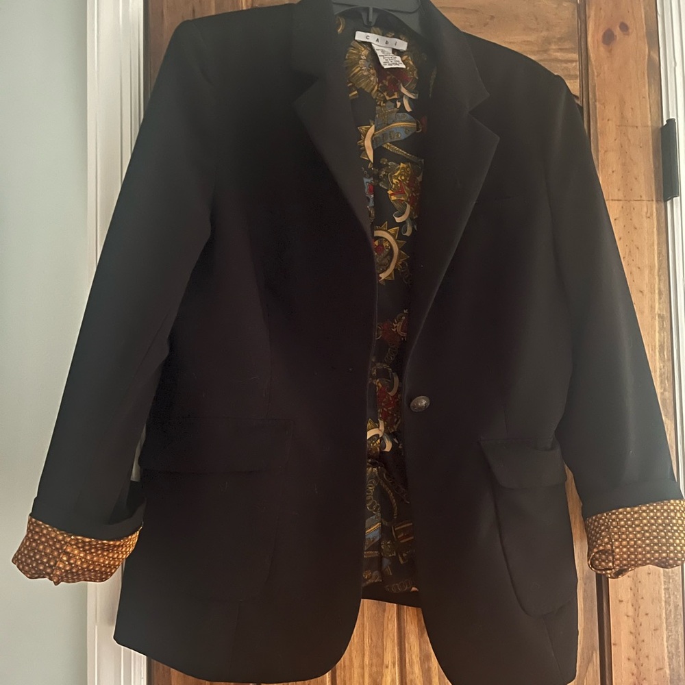 CAbi Elegant Black Blazer with Beautiful, Detailed Lining